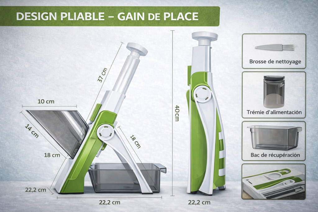 Coupe-Légumes 5-en-1 Multifonction – Râpe & Trancheuse Manuelle