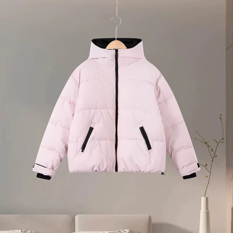 Fashion Solid Color Ski Suit Women'S Hooded Full Sleeves Zippers Warm Coats High Waist Pants 2025 Autumn Winter Lady Tracksuit