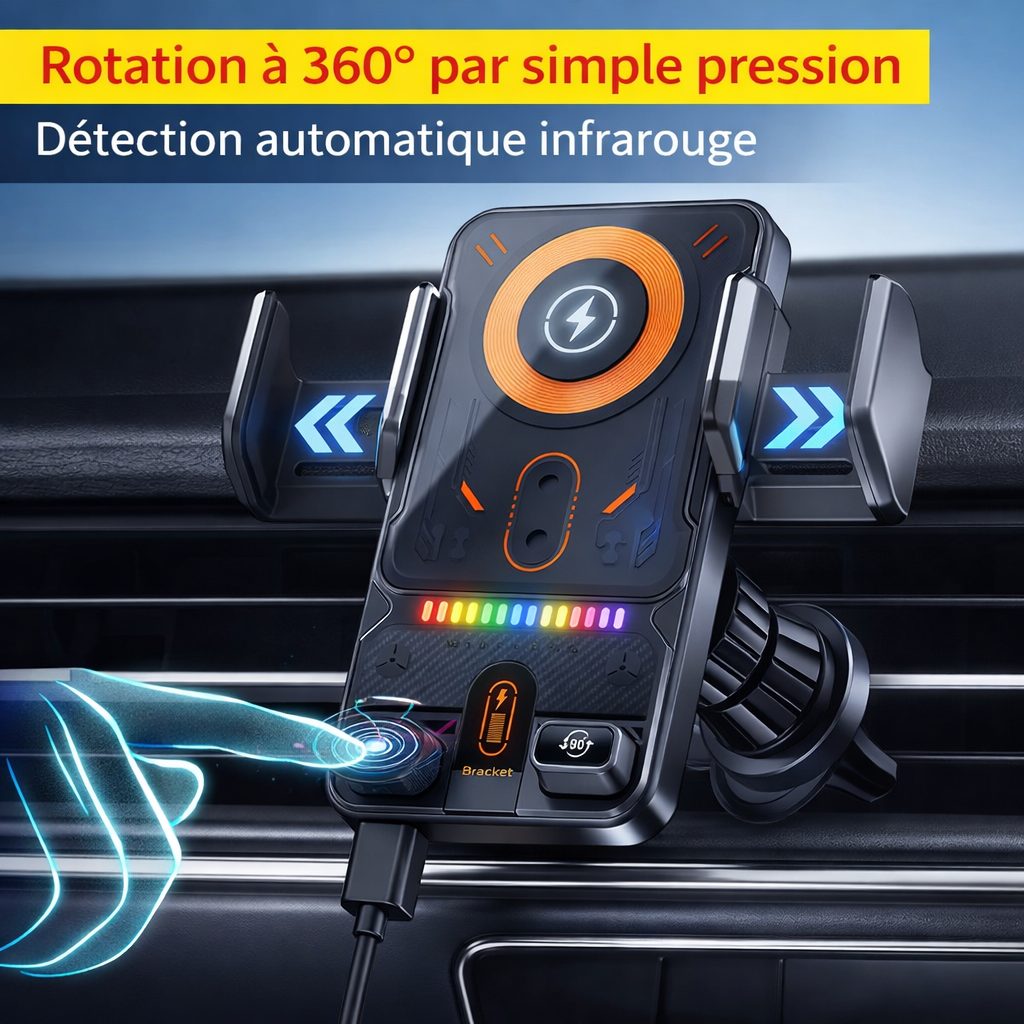 Support téléphone voiture automatique Charge intégrée (360°)