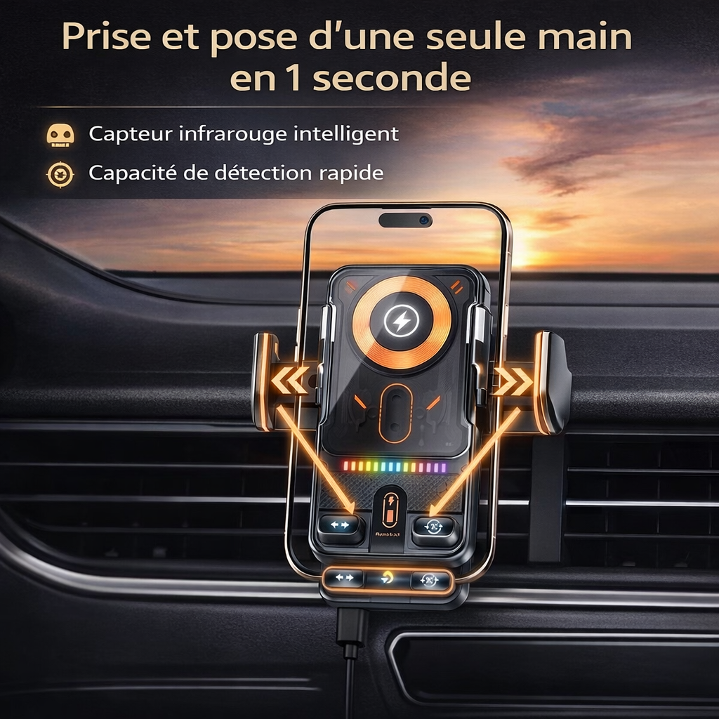 Support téléphone voiture automatique Charge intégrée (360°)