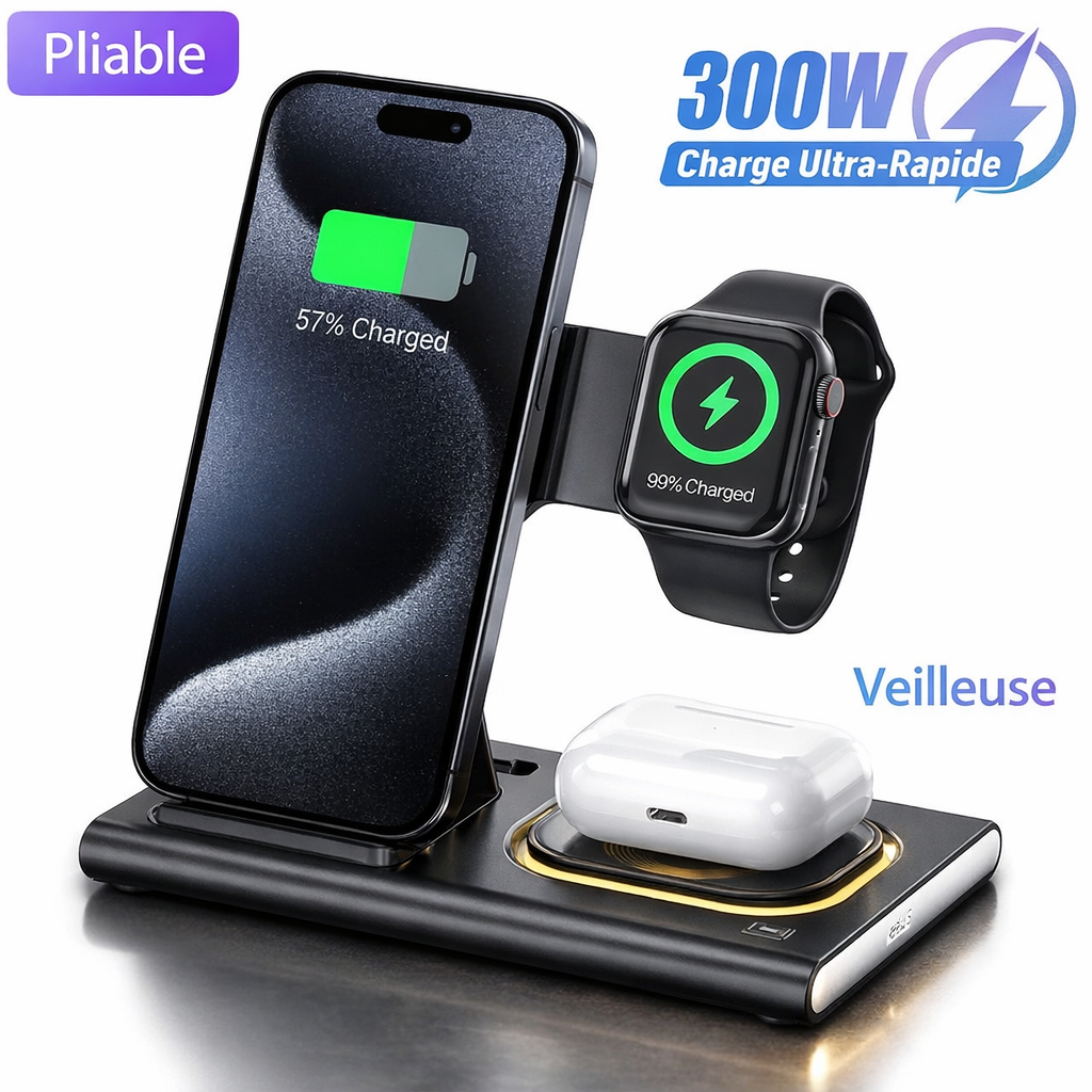 🔋 Chargeur sans fil 3-en-1- iPhone+ Apple Watch + AirPods