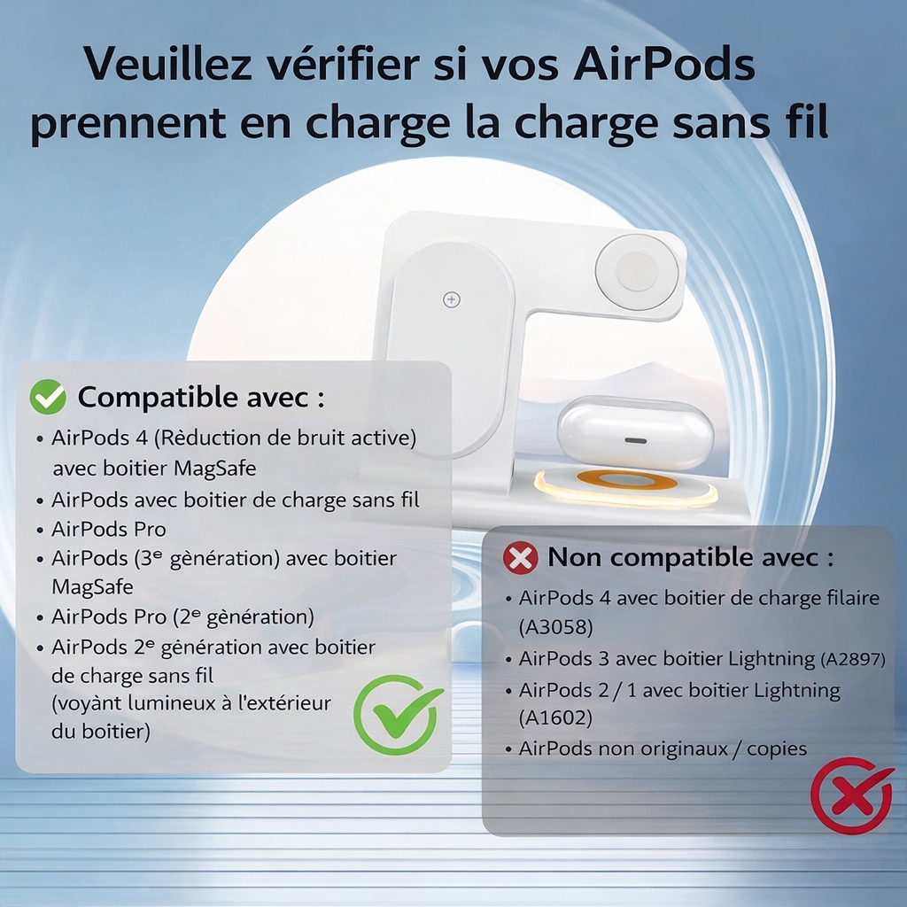 🔋 Chargeur sans fil 3-en-1- iPhone+ Apple Watch + AirPods