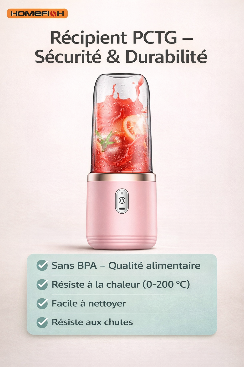 Mini blender portable USB – Mixeur smoothie compact & rechargeable