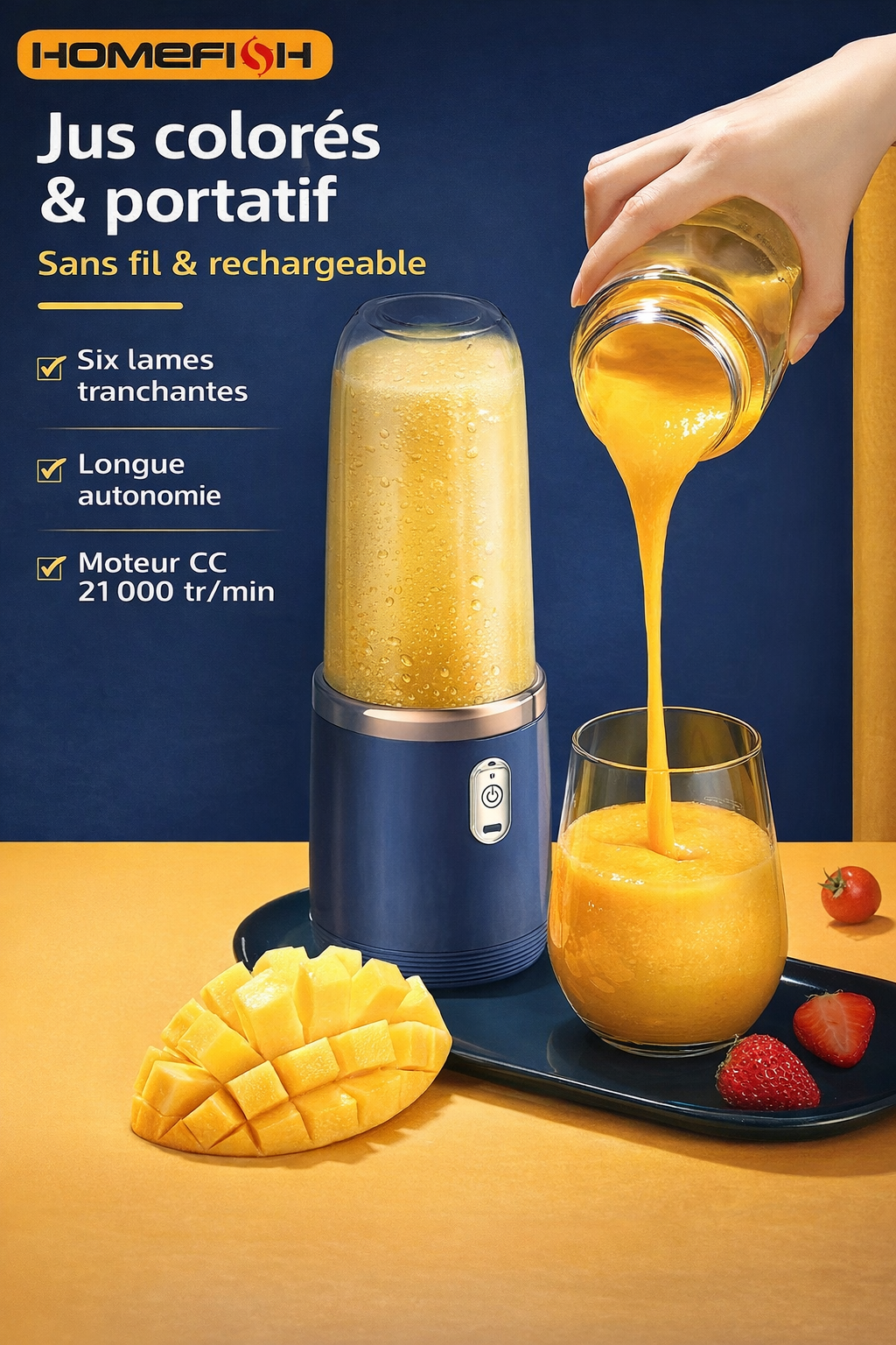 Mini blender portable USB – Mixeur smoothie compact & rechargeable