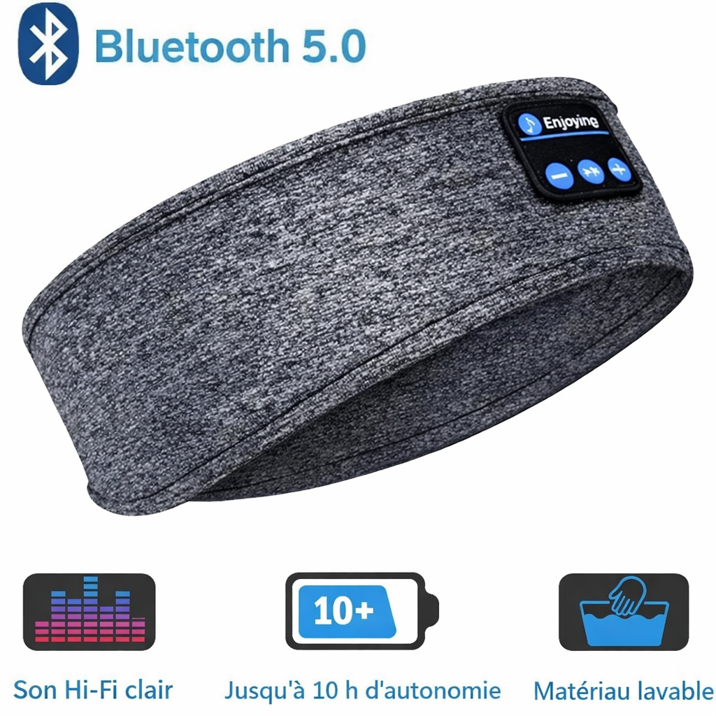Bandeau Bluetooth pour Dormir – Écouteurs Intégrés Confort Nuit & Voyage