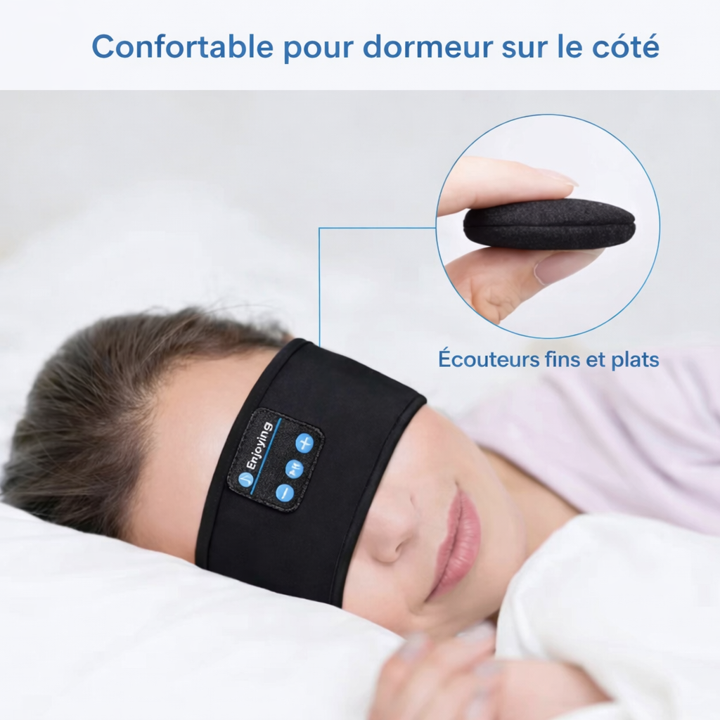 Bandeau Bluetooth pour Dormir – Écouteurs Intégrés Confort Nuit & Voyage