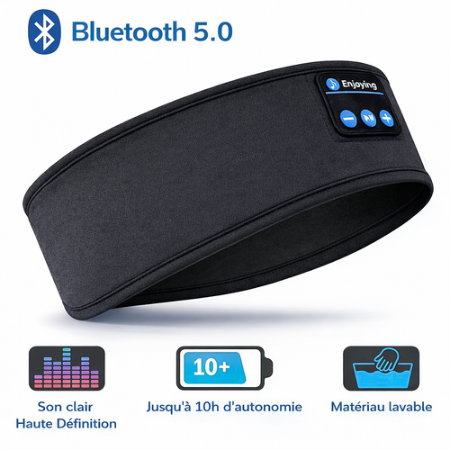Bandeau Bluetooth pour Dormir – Écouteurs Intégrés Confort Nuit & Voyage