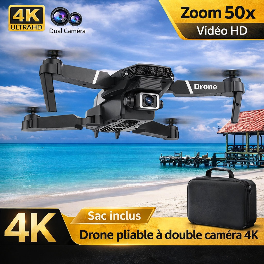 Drone E88 4K – Double caméra & FPV Wi-Fi | Idéal débutant