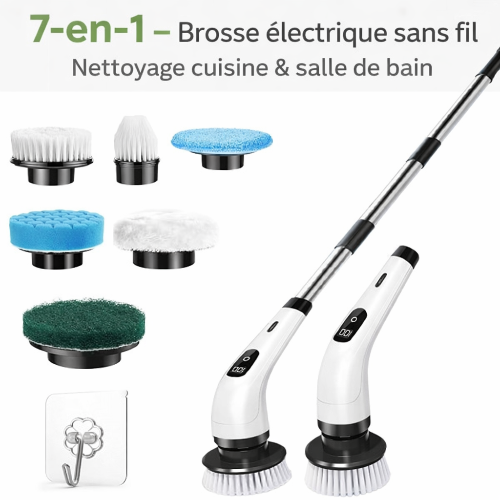 Brosse électrique sans fil 7-en-1 – Nettoyage cuisine & salle de bain