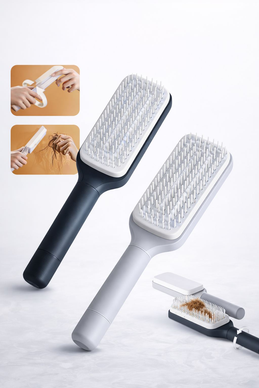 Brosse à Cheveux Auto-Nettoyante Rotative avec Massage
