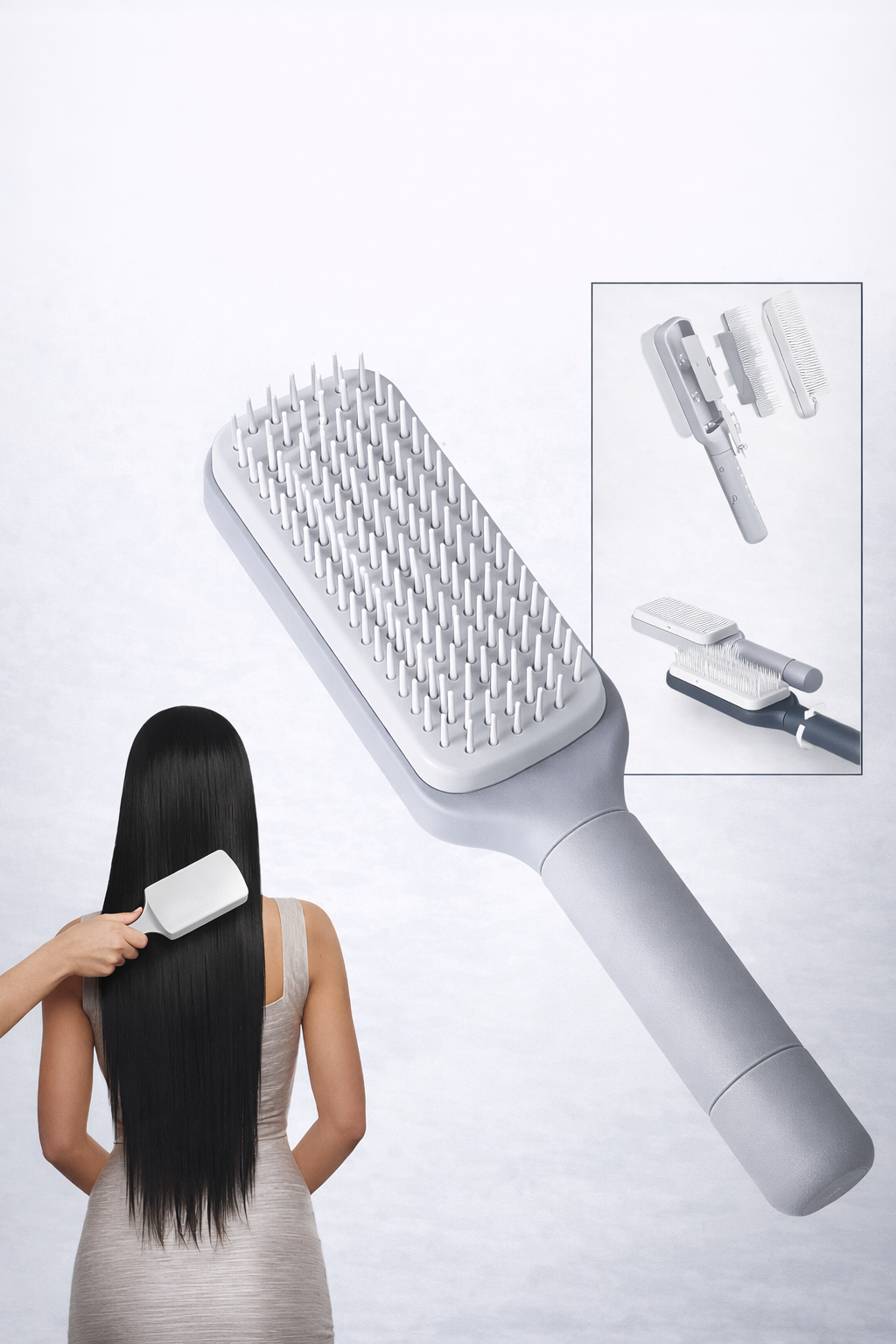 Brosse à Cheveux Auto-Nettoyante Rotative avec Massage