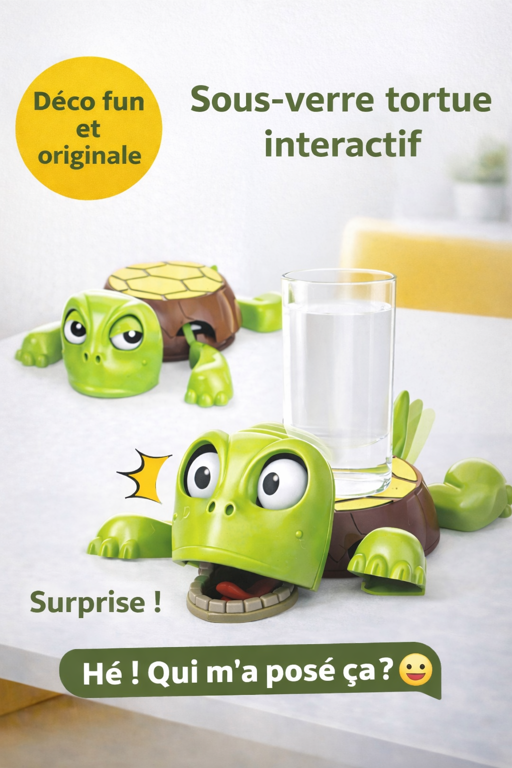 Sous-verre Tortue 3D Surprise – Support de Tasse Original & Décoratif
