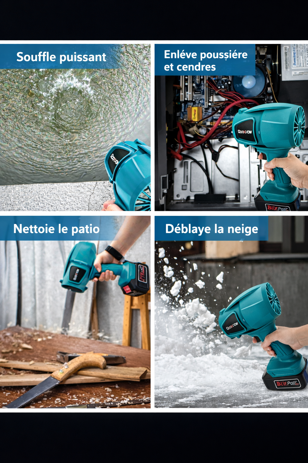 Souffleur électrique sans fil haute puissance – Batterie incluse – Portable